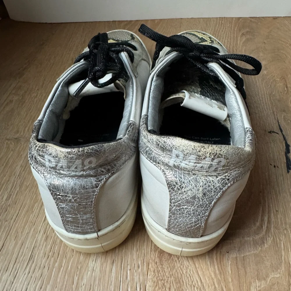 P448 Thea Platform Animal Print Lace Up Italian Leather Sneakers 38/8 pricefirm